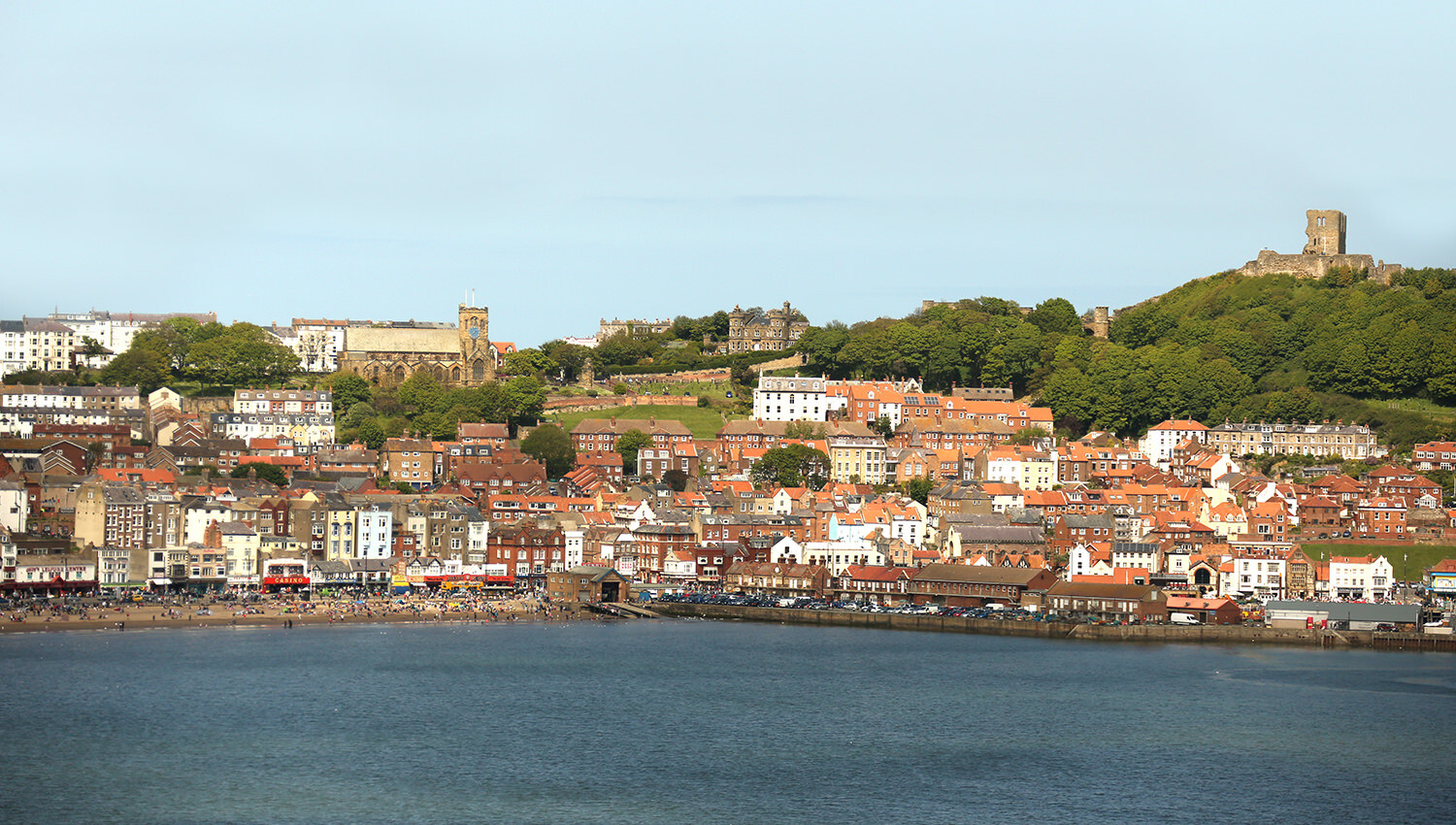 Stunning Scarborough - View from The Spa, across to Scarborough Castle and St. Marys church