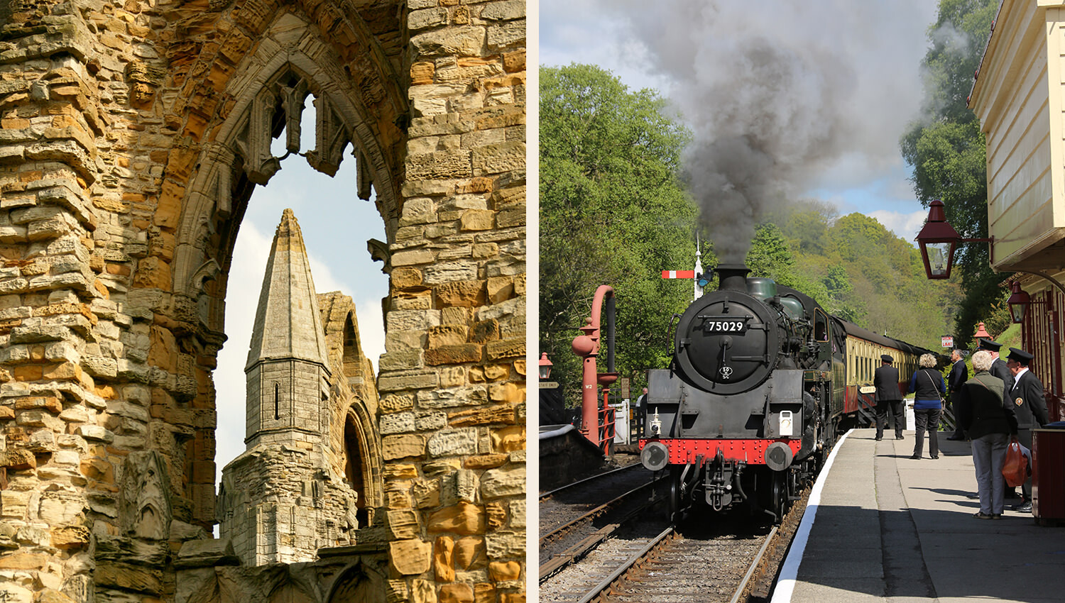 Stunning Scarborough - Scarborough castle and North Yorkshire Moors railway at Goathland Station